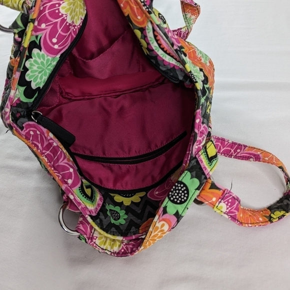 Vera Bradley Ziggy Zinnia Orange Pink Floral Shoulder Tote Bag - Picture 6 of 9